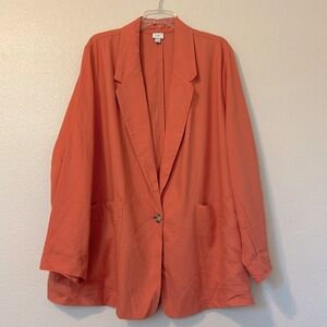 A New Day Linen Blazer Size 3X New, two front pockets, one button closure